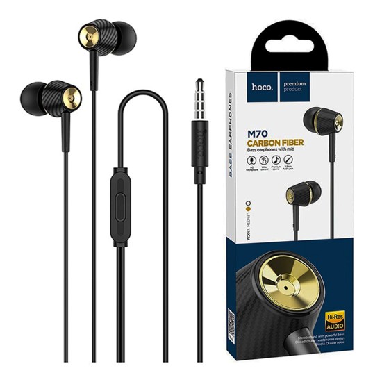 Hoco Universal Wired Earphones M70 Graceful with Microphone 3.5mm 1.2m Black